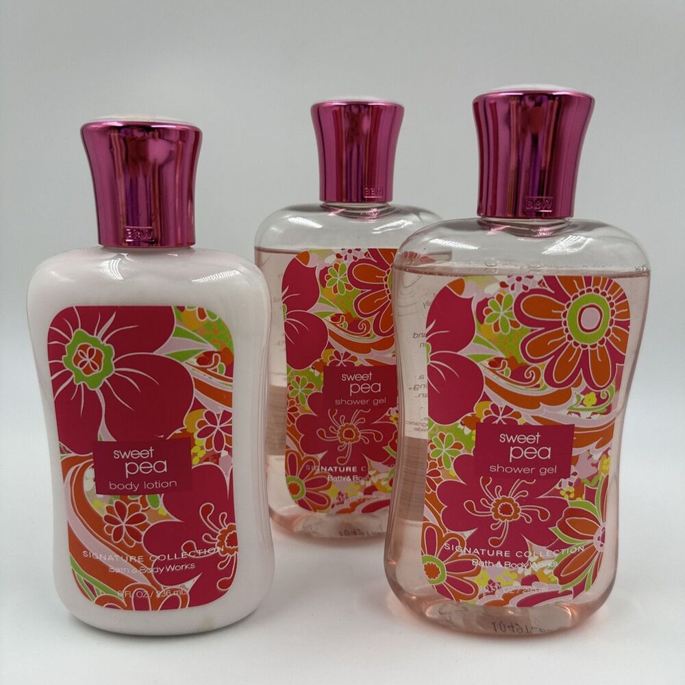 Bath & Body Works Sweet Pea Body Lotion & 2 Shower Gels